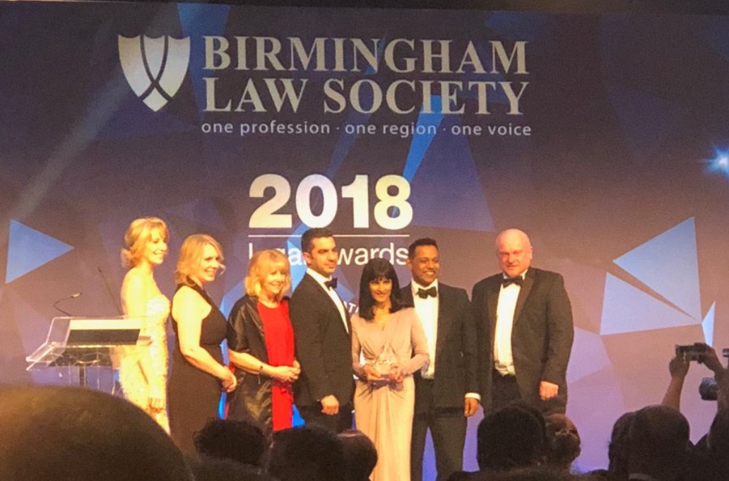 Winners Birmingham Law Society 2018 law firm of the year 5-15 partners category