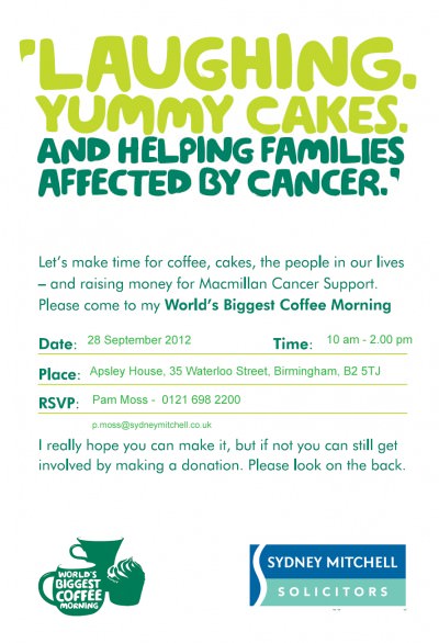 Sydney Mitchell Solicitors and Estate Agents Fundraising Macmillan Birmingham